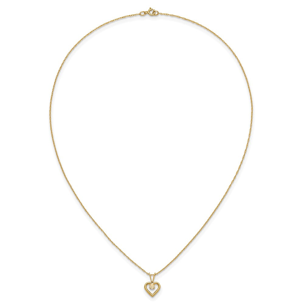 FJC Finejewelers 14 kt Yellow Gold Madi K 3mm Opal Heart Necklace 15 Inches x 6 mm