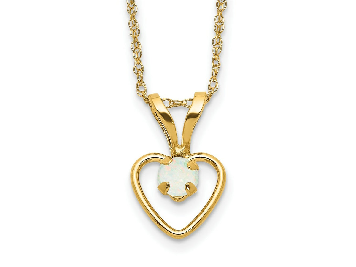 FJC Finejewelers 14 kt Yellow Gold Madi K 3mm Opal Heart Necklace 15 Inches x 6 mm