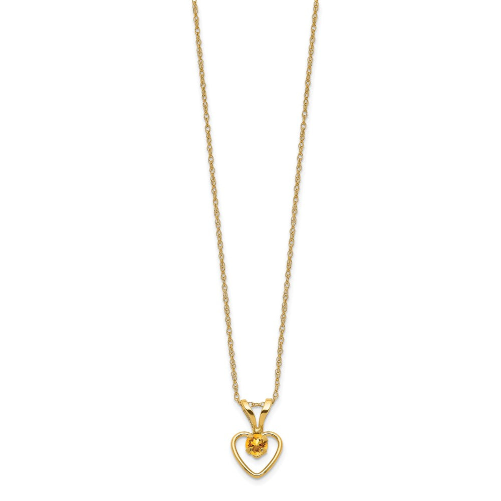 FJC Finejewelers 14 kt Yellow Gold Madi K 3mm Citrine Heart Birthstone Necklace 15 Inches x 6 mm