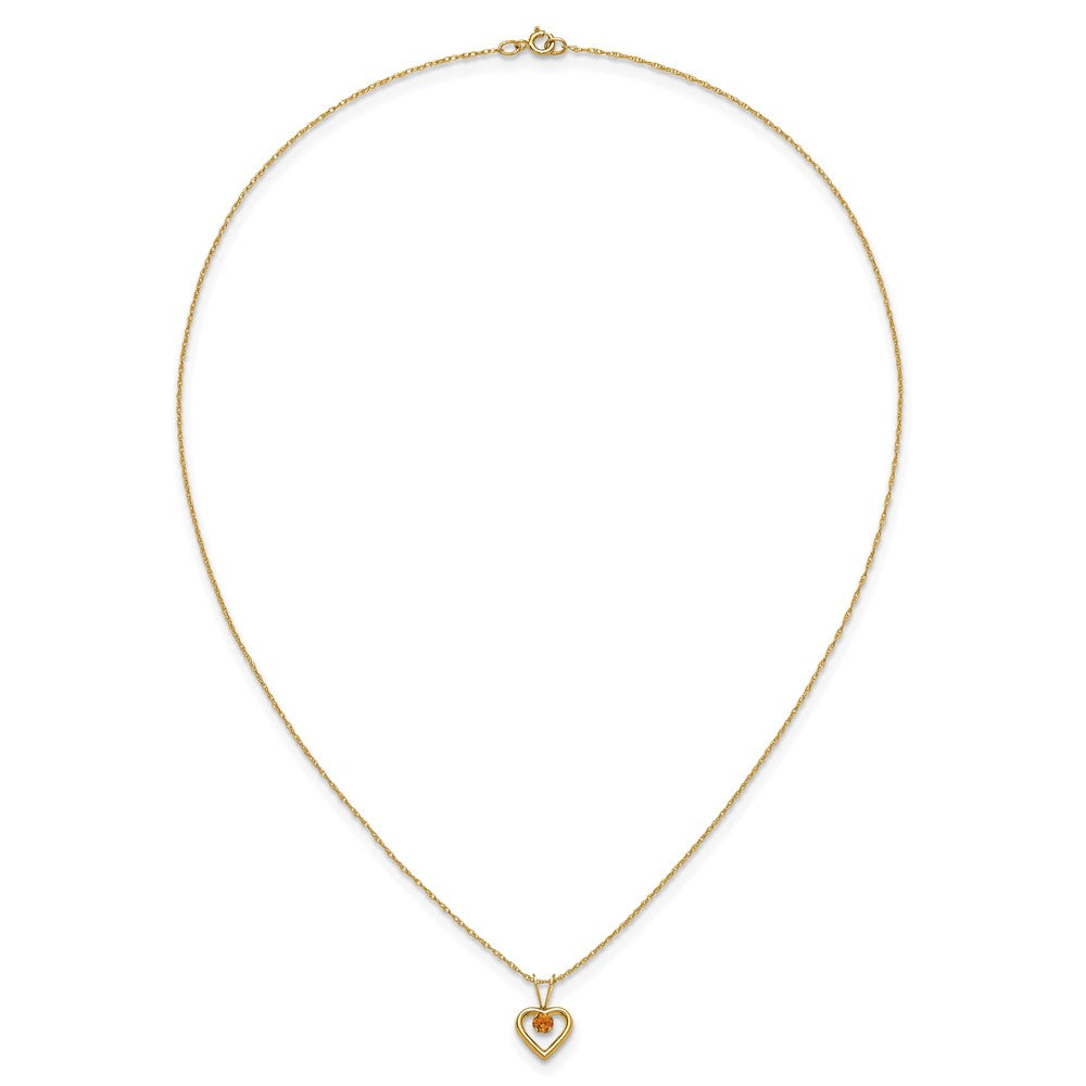 FJC Finejewelers 14 kt Yellow Gold Madi K 3mm Citrine Heart Birthstone Necklace 15 Inches x 6 mm