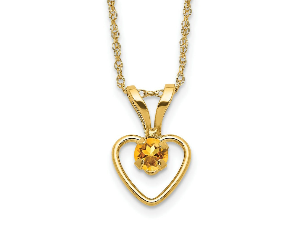 FJC Finejewelers 14 kt Yellow Gold Madi K 3mm Citrine Heart Birthstone Necklace 15 Inches x 6 mm