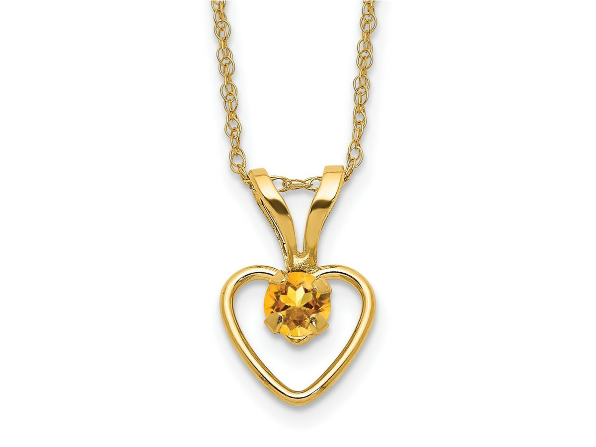 FJC Finejewelers 14 kt Yellow Gold Madi K 3mm Citrine Heart Birthstone Necklace 15 Inches x 6 mm