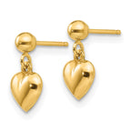 FJC Finejewelers 14 kt Yellow Gold Madi K Puffed Heart Post Dangle Earrings 11 mm x 6 mm