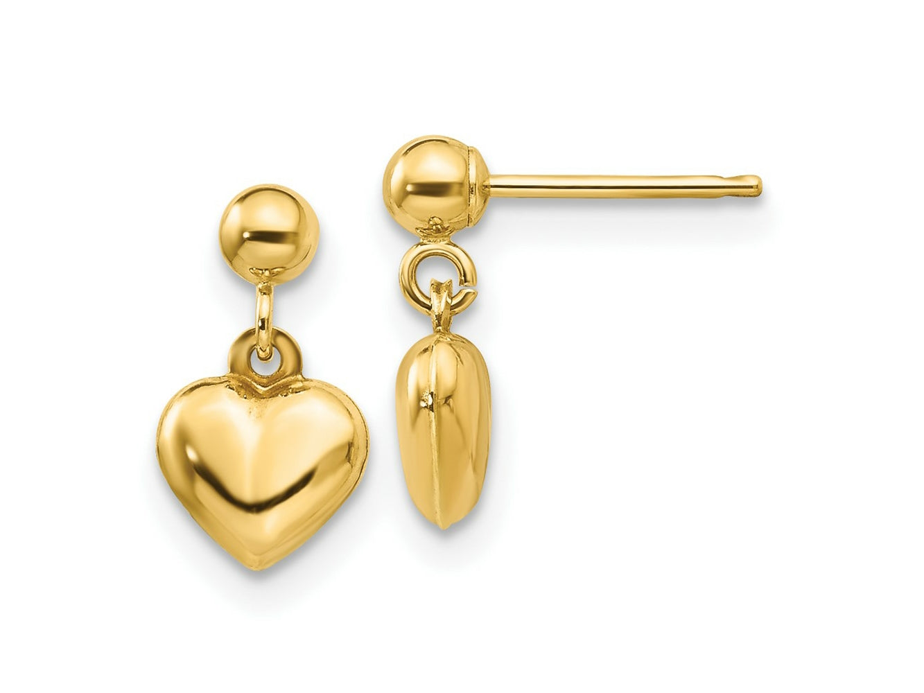 FJC Finejewelers 14 kt Yellow Gold Madi K Puffed Heart Post Dangle Earrings 11 mm x 6 mm
