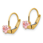 FJC Finejewelers 14 kt Yellow Gold Dangle Madi K Leverback 4mm Pink CZ Earrings 12 mm x 5 mm