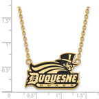 LogoArt Gold Plated Silver Cable Duquesne University Enamel Large Pendant Necklace 18 Inches x 27 mm