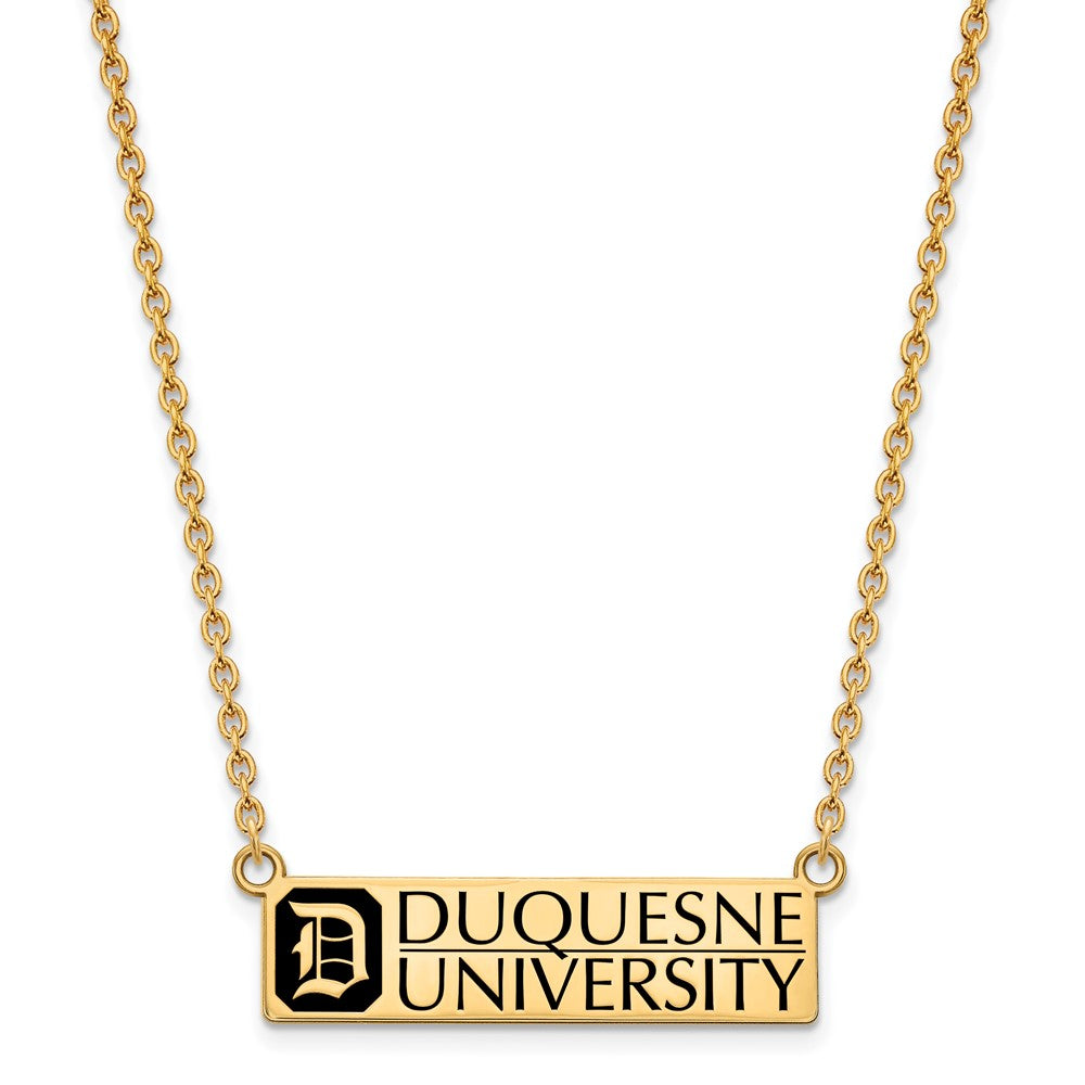 LogoArt Gold Plated Silver Cable Duquesne University Enamel Large Pendant Necklace 18 Inches x 27 mm
