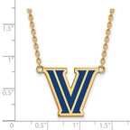 LogoArt Gold Plated Silver Villanova University Enamel Pendant Necklace 18 Inches x 22 mm