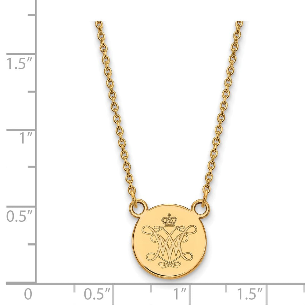 LogoArt Gold Plated Silver College of William And Mary Small Disc Pendant