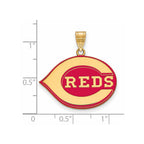 LogoArt  Gold Plated Silver Cincinnati Reds Large Enamel Charm