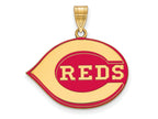 LogoArt  Gold Plated Silver Cincinnati Reds Large Enamel Charm