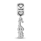 LogoArt 925 Sterling Silver Rhodium Platedd  Gamma Phi Beta Vertical Letter on Heart Bead