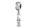 LogoArt 925 Sterling Silver Rhodium Platedd  Gamma Phi Beta Vertical Letter on Heart Bead