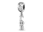 LogoArt 925 Sterling Silver Rhodium Platedd  Gamma Phi Beta Vertical Letter on Heart Bead