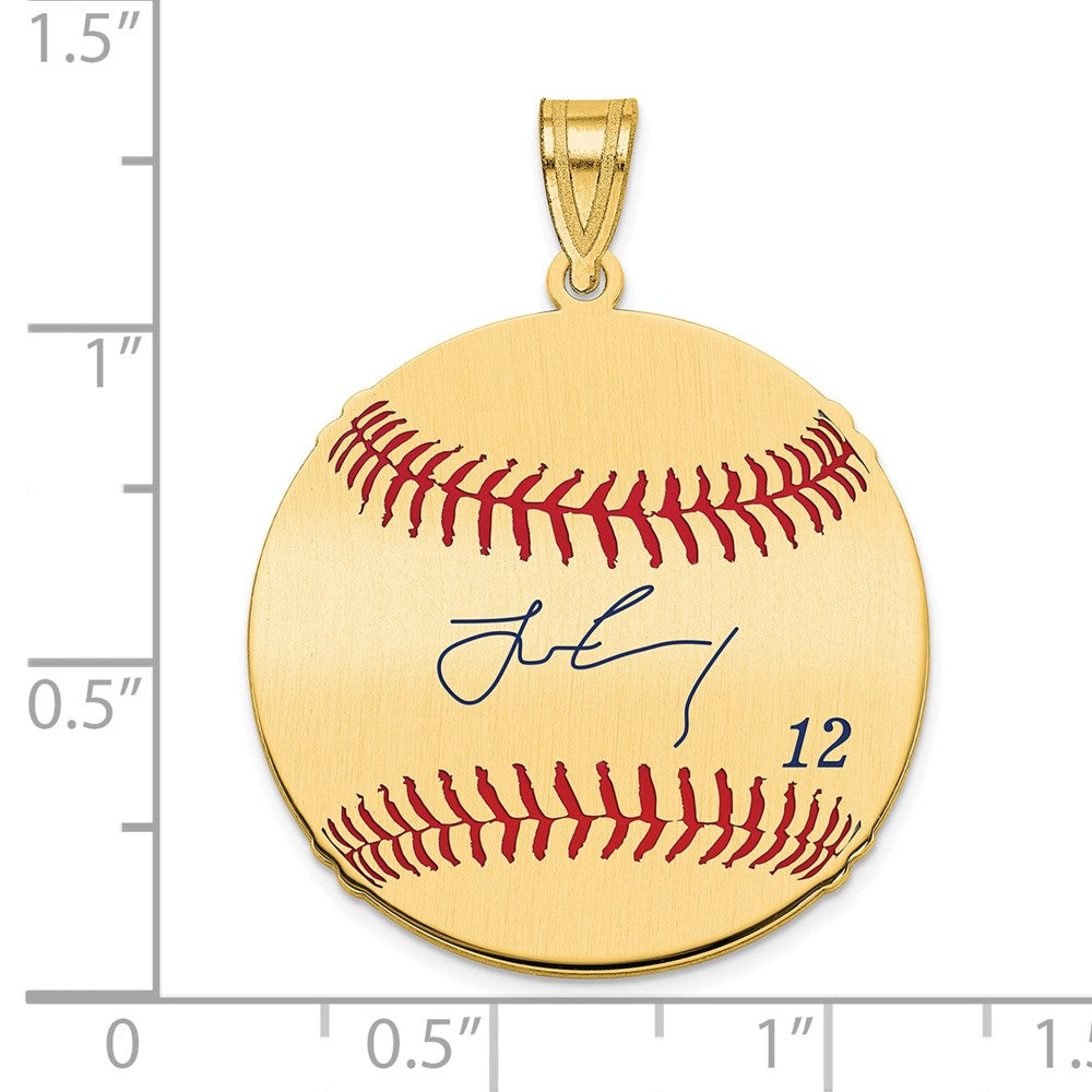 FJC Finejewelers Gold Plated Silver Francisco Lindor MLBPA Signature Epoxy Charm 33 x 25 mm