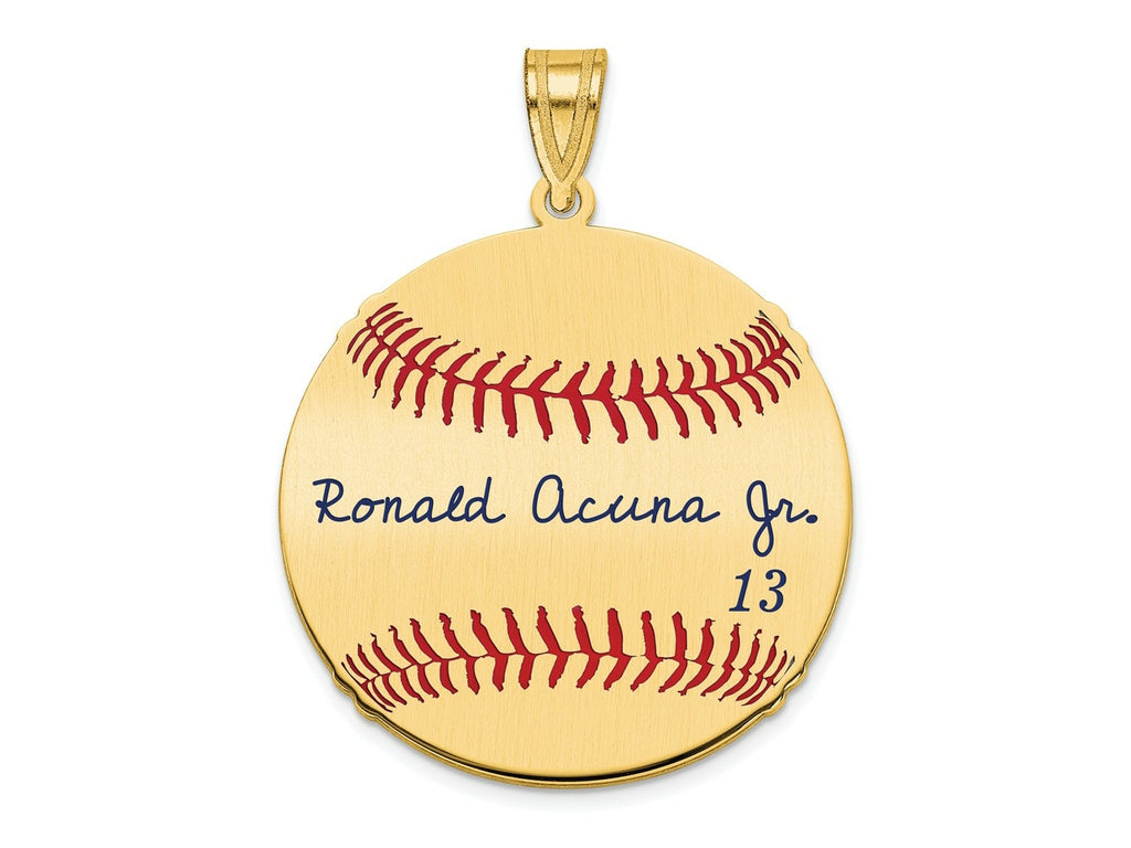 FJC Finejewelers Gold Plated Silver Ronald Acuña Jr. MLBPA Signature Epoxy Charm 33 x 25 mm