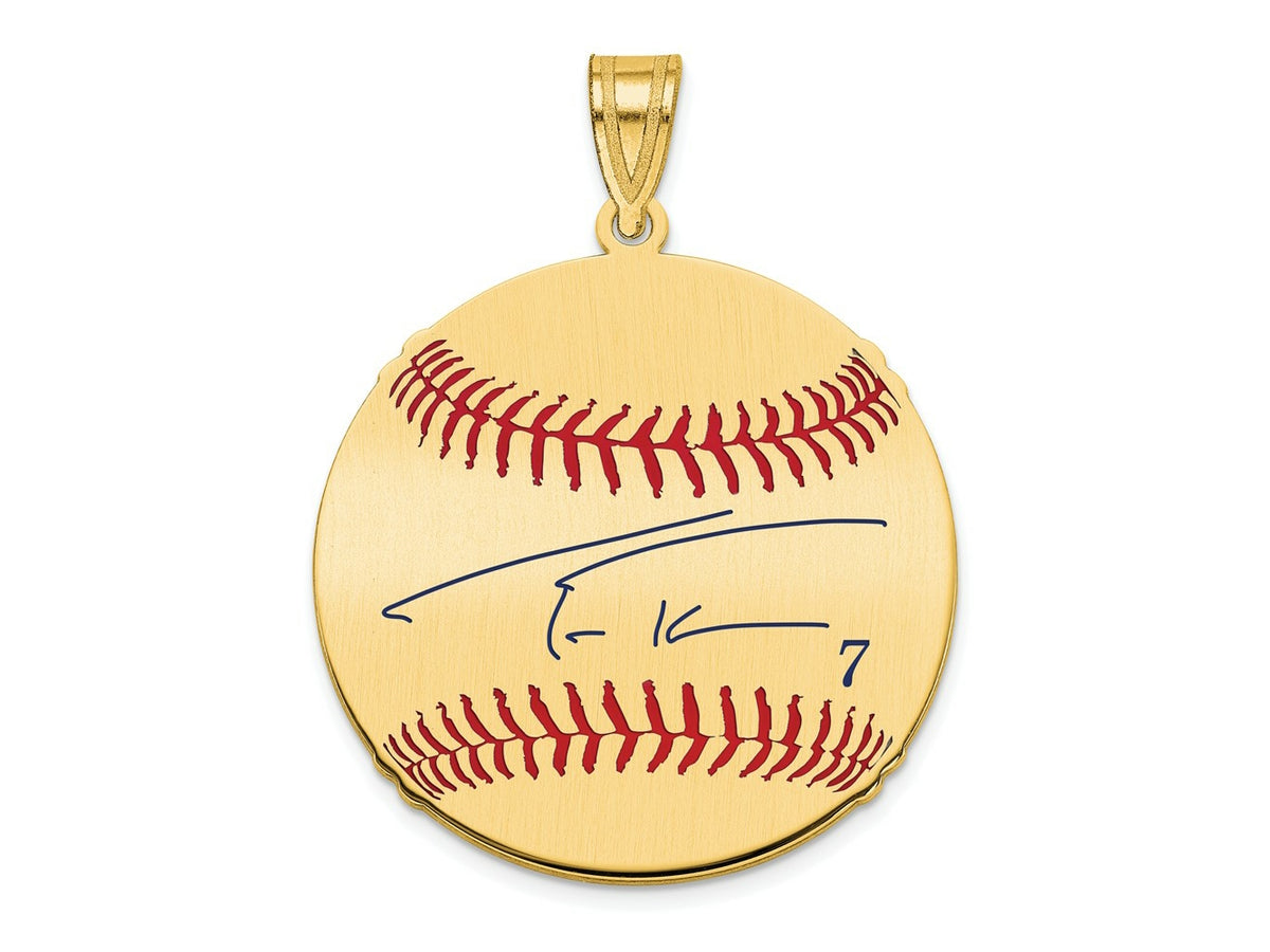 FJC Finejewelers Gold Plated Silver Trea Turner MLBPA Signature Epoxy Charm 33 x 25 mm