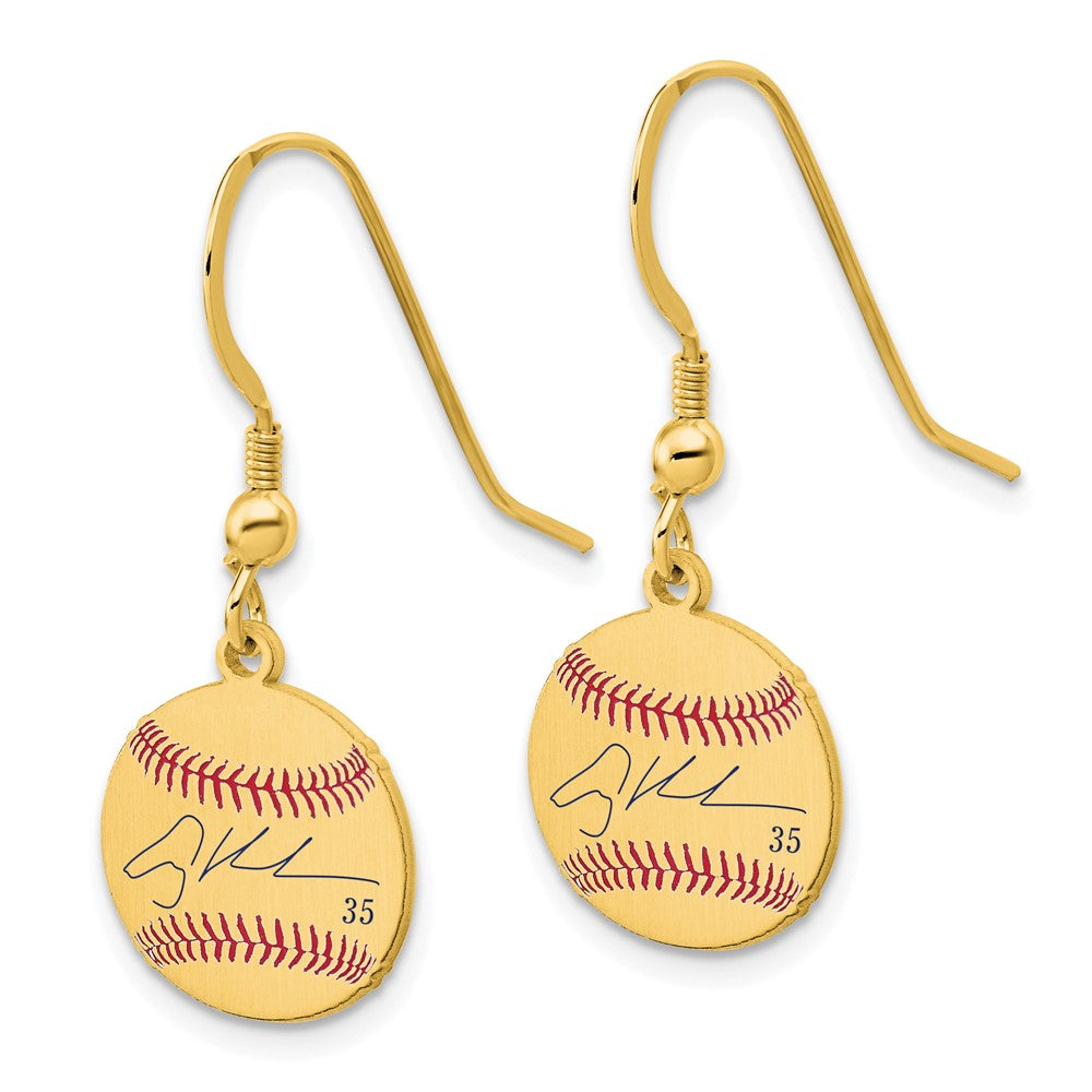 FJC Finejewelers Gold Plated Silver Adley Rutschman MLBPA Signature Epoxy Earrings 25 x 56 mm
