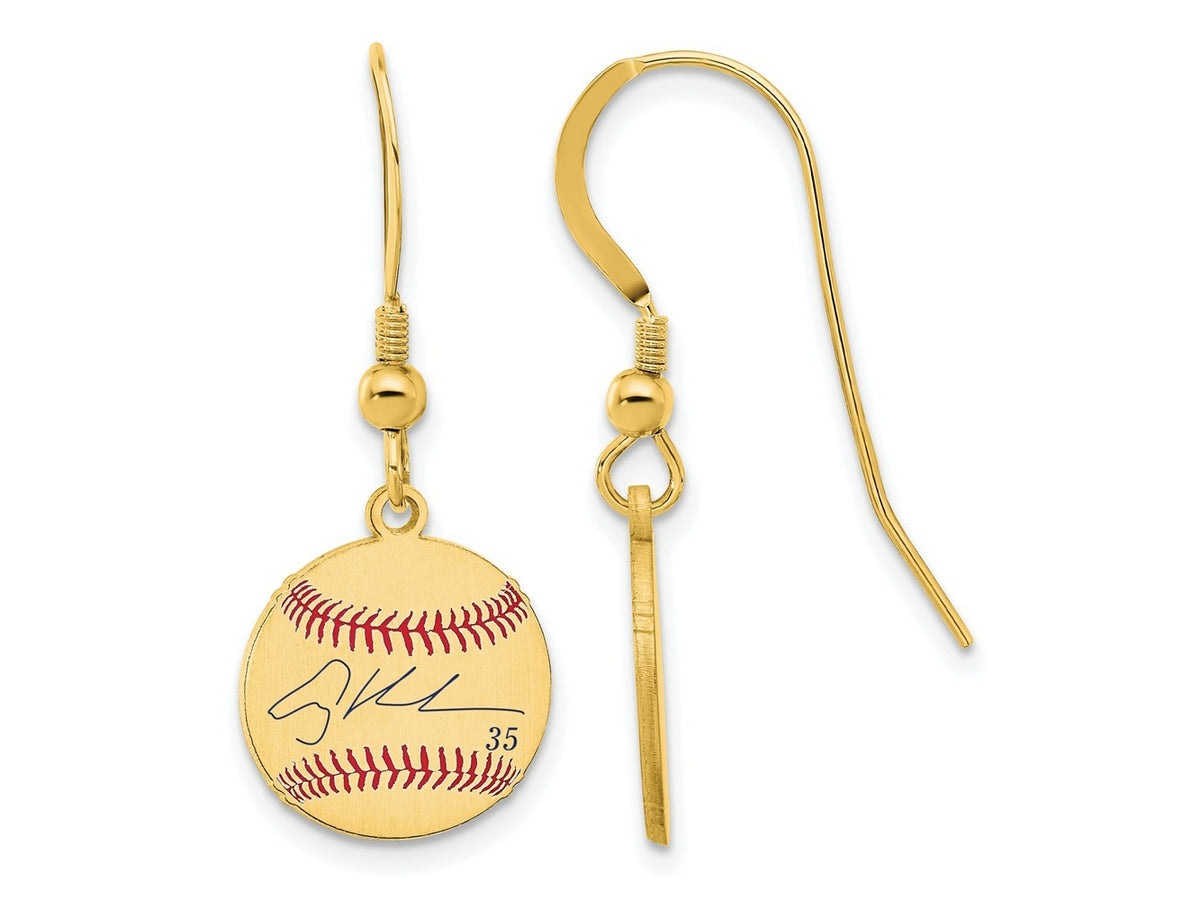 FJC Finejewelers Gold Plated Silver Adley Rutschman MLBPA Signature Epoxy Earrings 25 x 56 mm