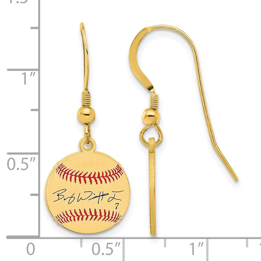 FJC Finejewelers Gold Plated Silver Bobby Witt Jr. MLBPA Signature Epoxy Earrings 31 x 12 mm