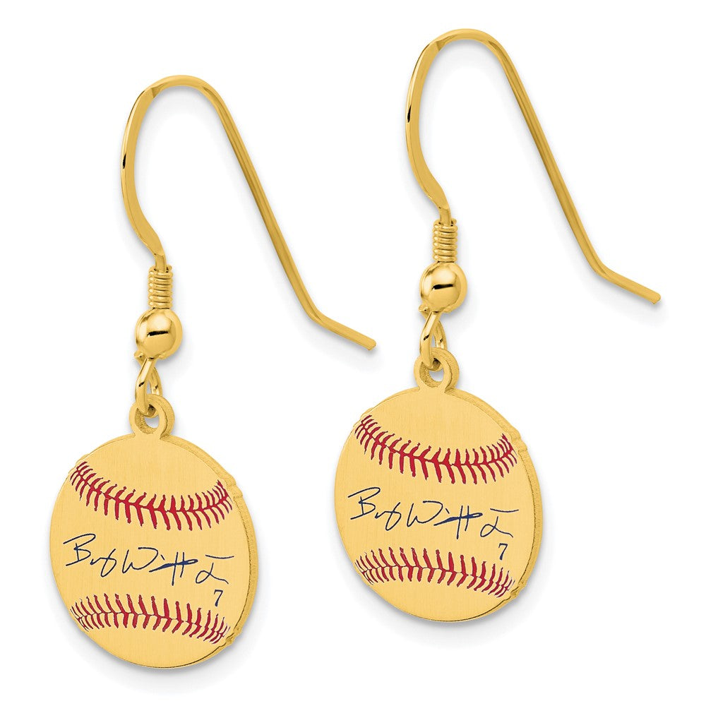 FJC Finejewelers Gold Plated Silver Bobby Witt Jr. MLBPA Signature Epoxy Earrings 31 x 12 mm