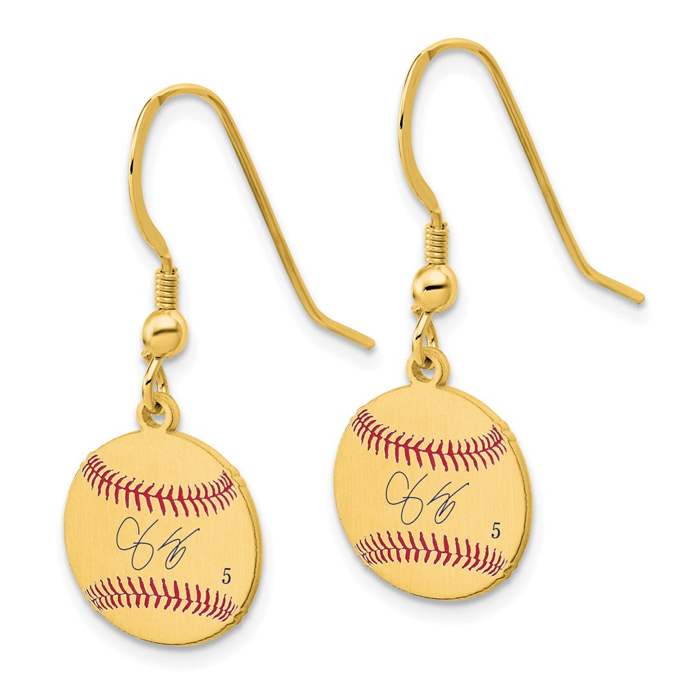 FJC Finejewelers Gold Plated Silver SS/GP Corey Seager MLBPA Signature Epoxy Earrings 31 x 12 mm
