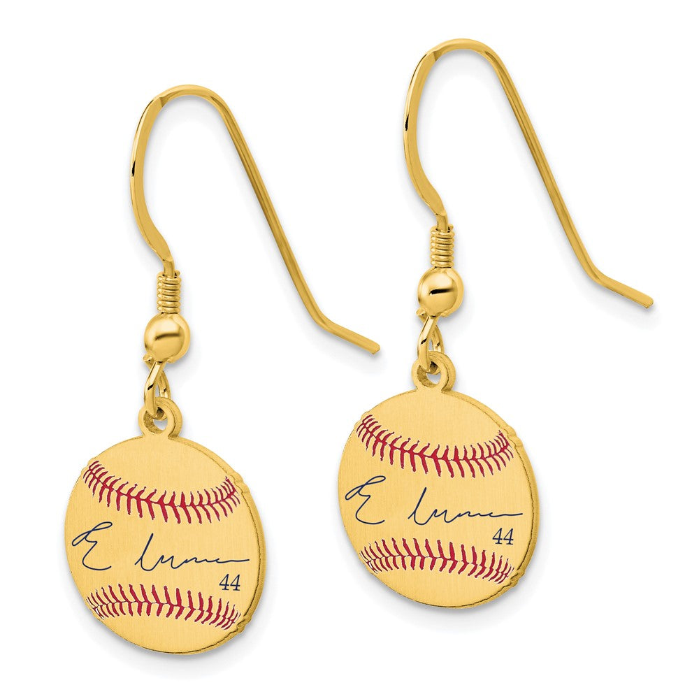 FJC Finejewelers Gold Plated Silver Elly De La Cruz MLBPA Signature Epoxy Earrings 31 x 12 mm
