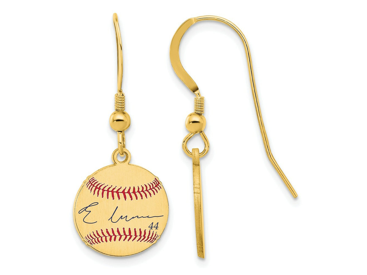 FJC Finejewelers Gold Plated Silver Elly De La Cruz MLBPA Signature Epoxy Earrings 31 x 12 mm