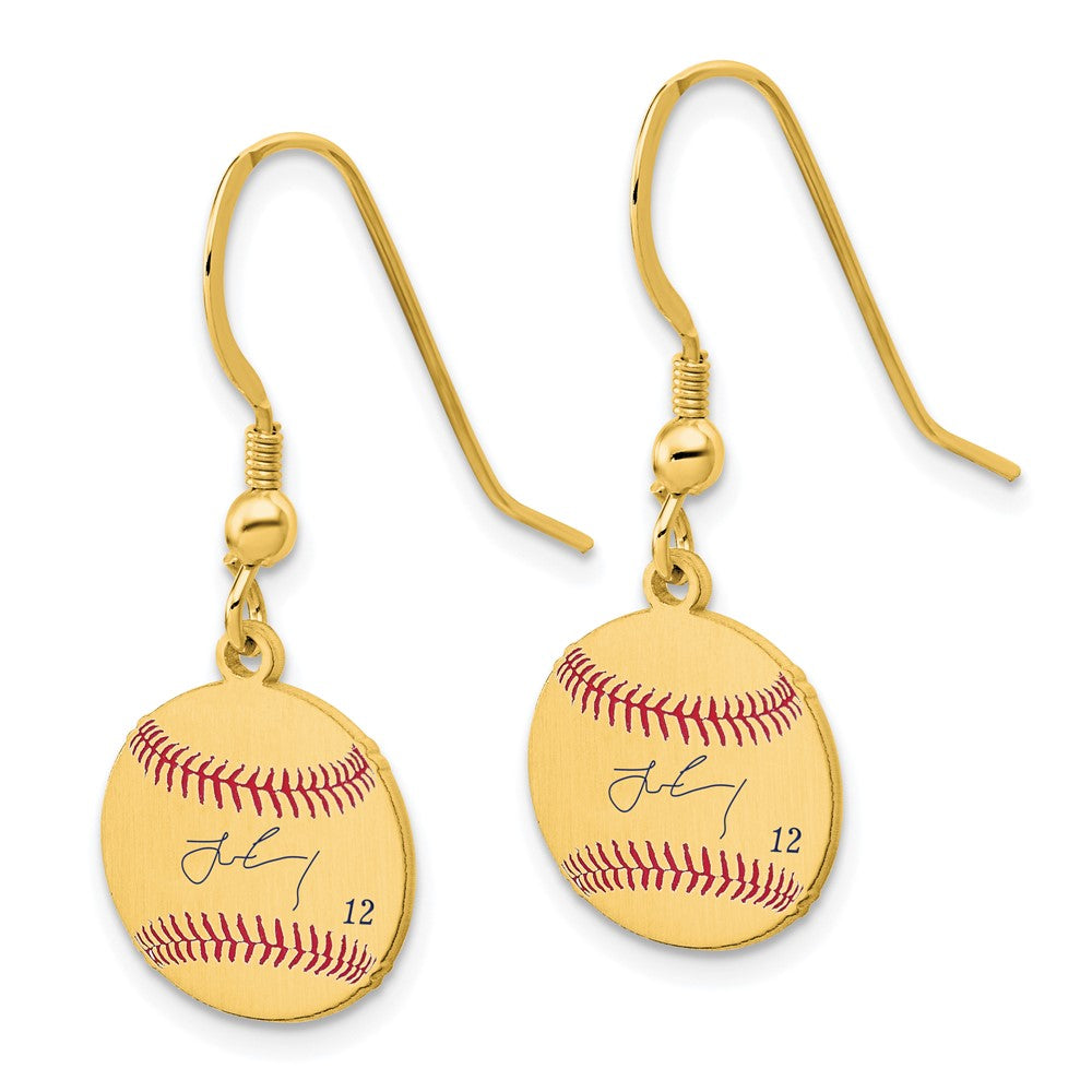 FJC Finejewelers Gold Plated Silver Francisco Lindor MLBPA Signature Epoxy Earrings 31 x 12 mm