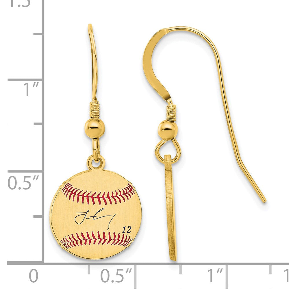 FJC Finejewelers Gold Plated Silver Francisco Lindor MLBPA Signature Epoxy Earrings 31 x 12 mm