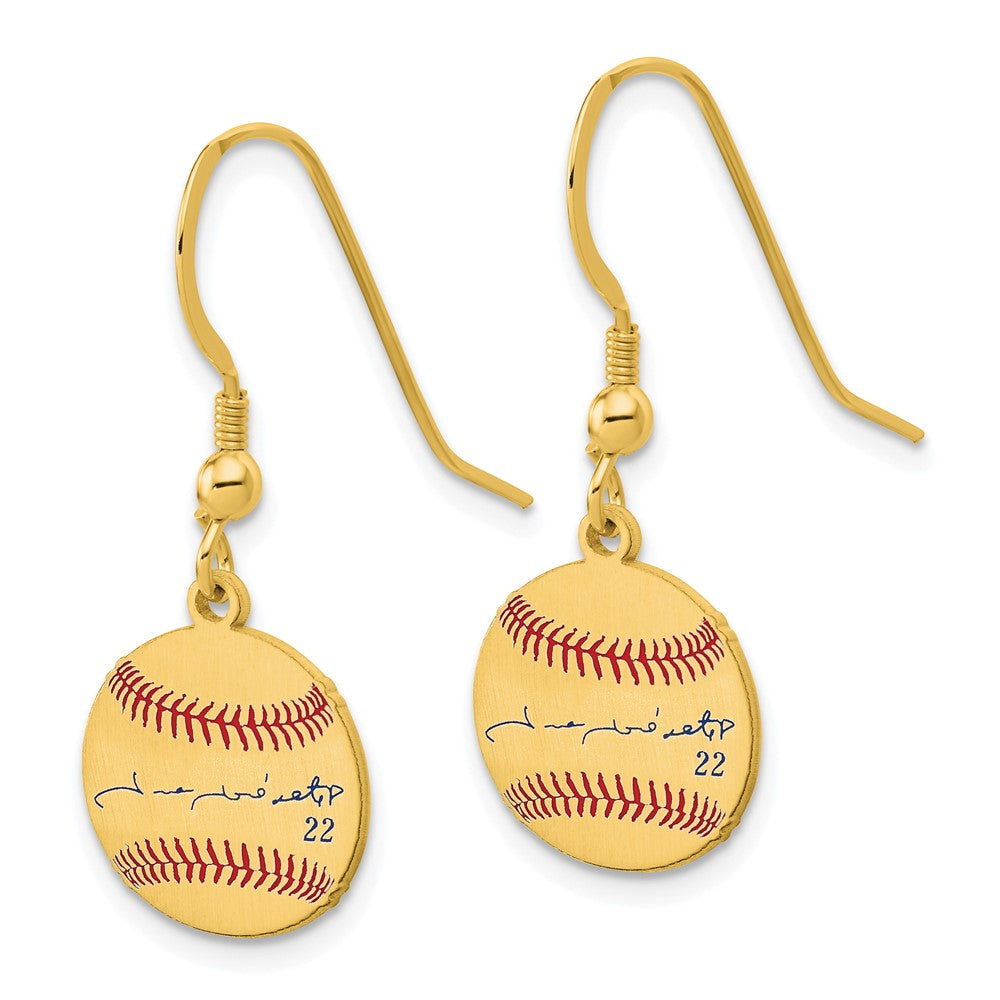 FJC Finejewelers Gold Plated Silver SS/GP Juan Soto MLBPA Signature Epoxy Earrings 31 x 12 mm