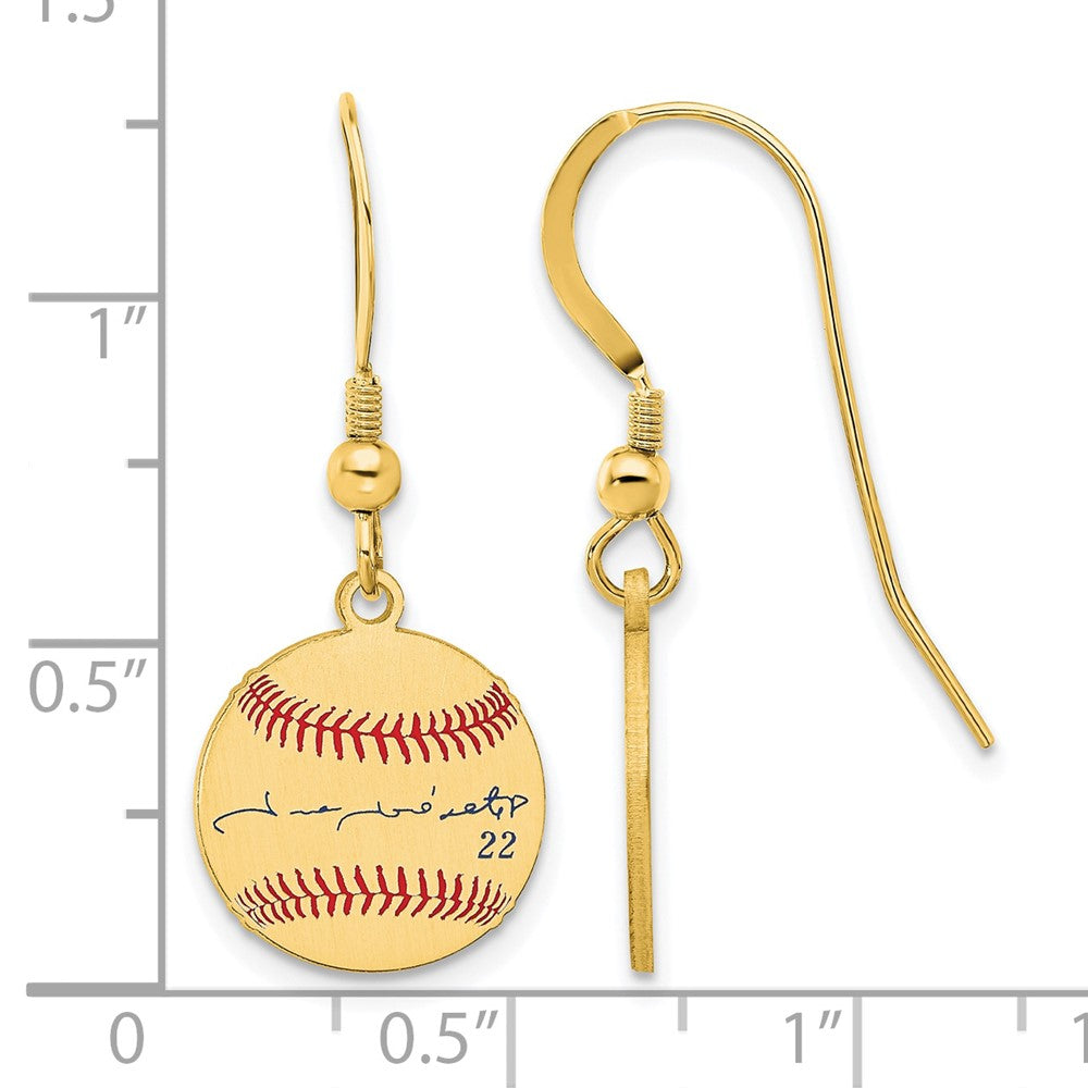 FJC Finejewelers Gold Plated Silver SS/GP Juan Soto MLBPA Signature Epoxy Earrings 31 x 12 mm