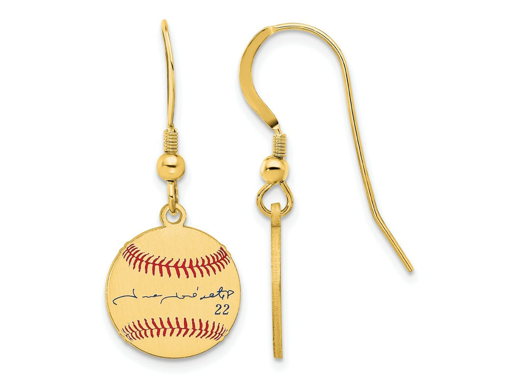 FJC Finejewelers Gold Plated Silver SS/GP Juan Soto MLBPA Signature Epoxy Earrings 31 x 12 mm