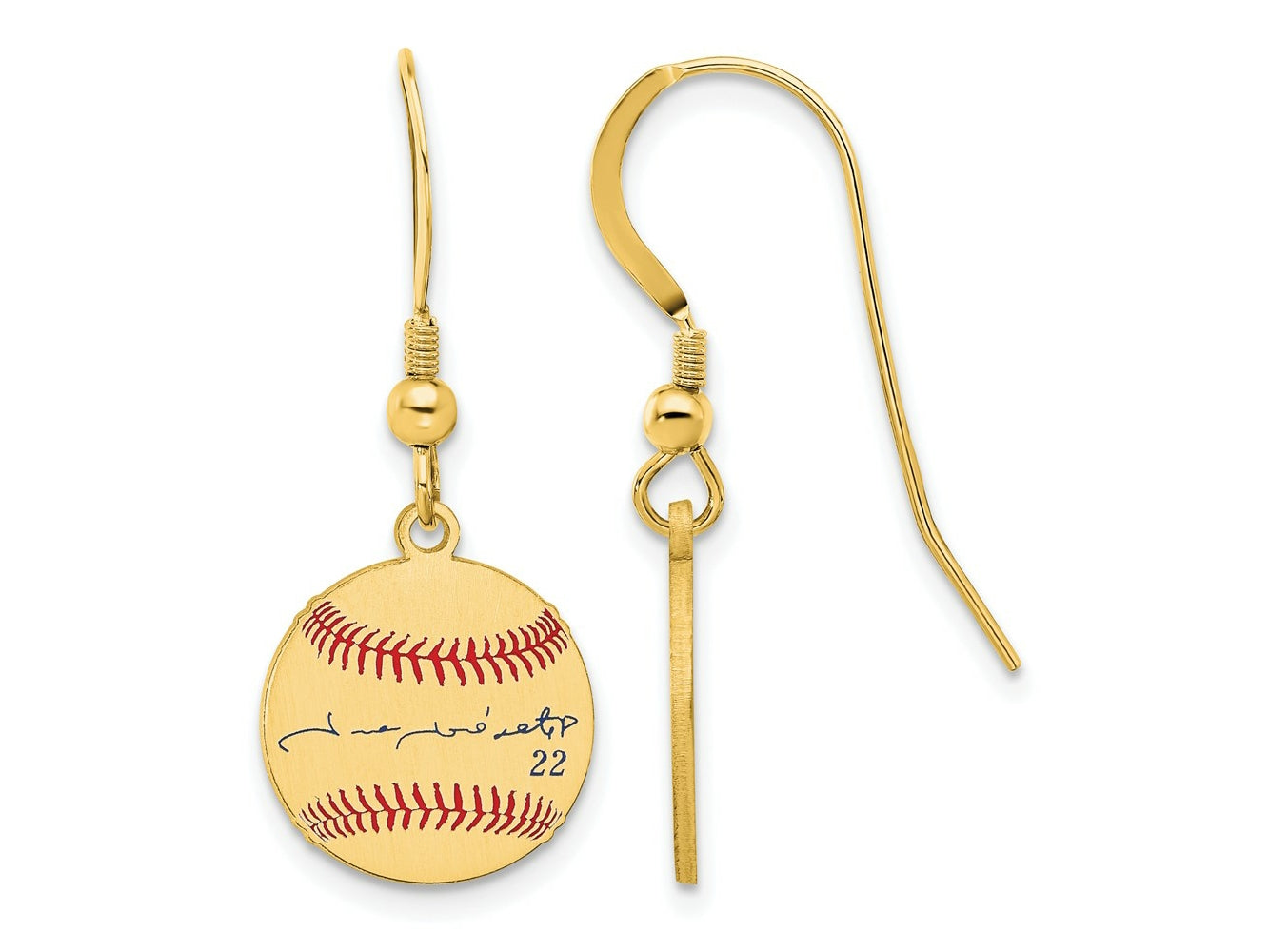 FJC Finejewelers Gold Plated Silver SS/GP Juan Soto MLBPA Signature Epoxy Earrings 31 x 12 mm