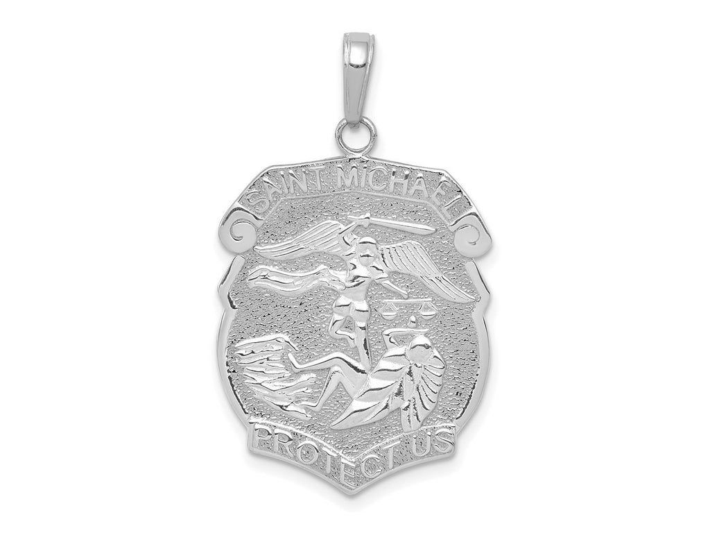 FJC Finejewelers 14 kt White Gold Polished Large Saint Michael Protect us Medal Charm 34.85 mm x 20.23 mm