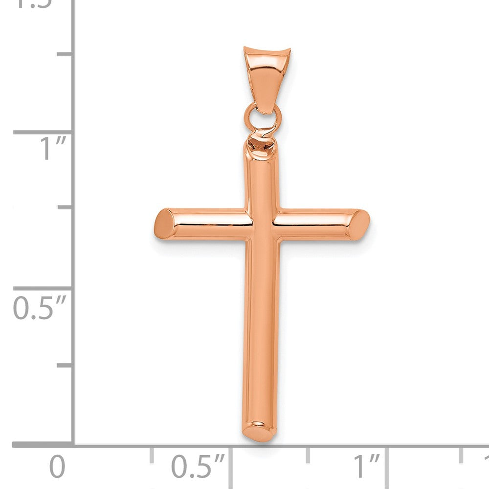 FJC Finejewelers 14 kt Rose Gold Themed Polished Tube Cross Charm 32.3 mm x 17.17 mm