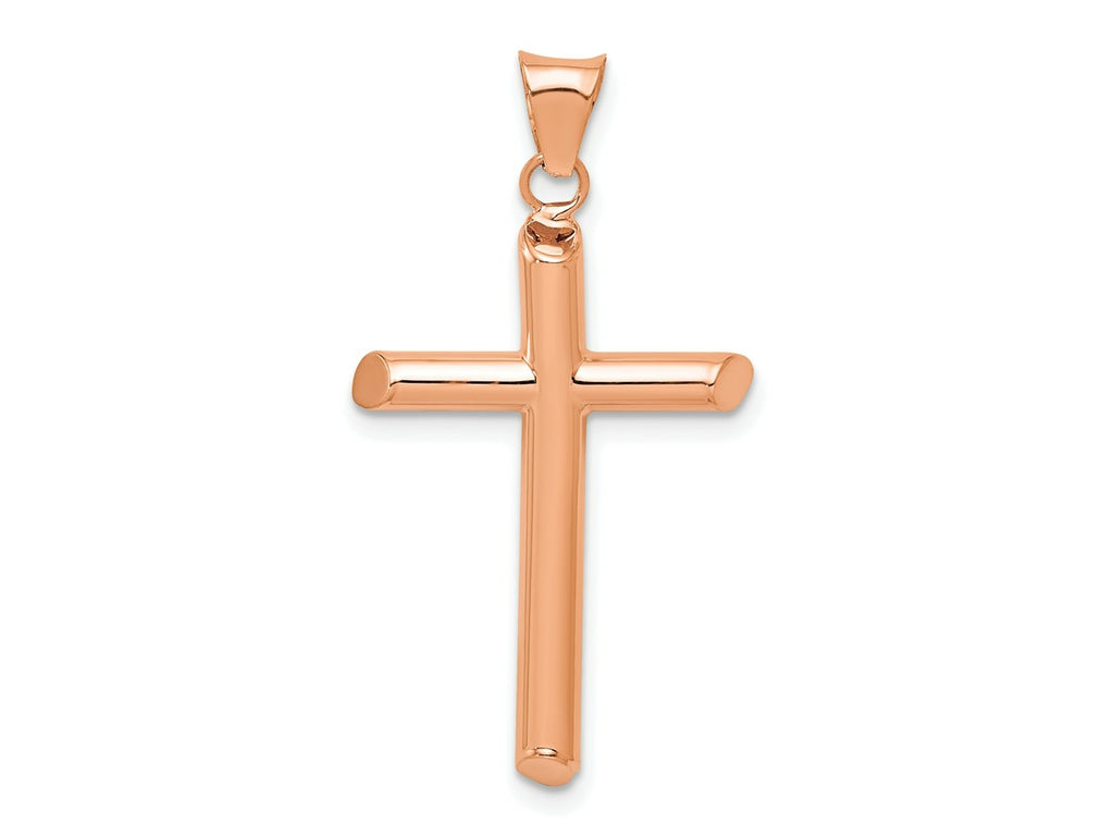 FJC Finejewelers 14 kt Rose Gold Themed Polished Tube Cross Charm 32.3 mm x 17.17 mm