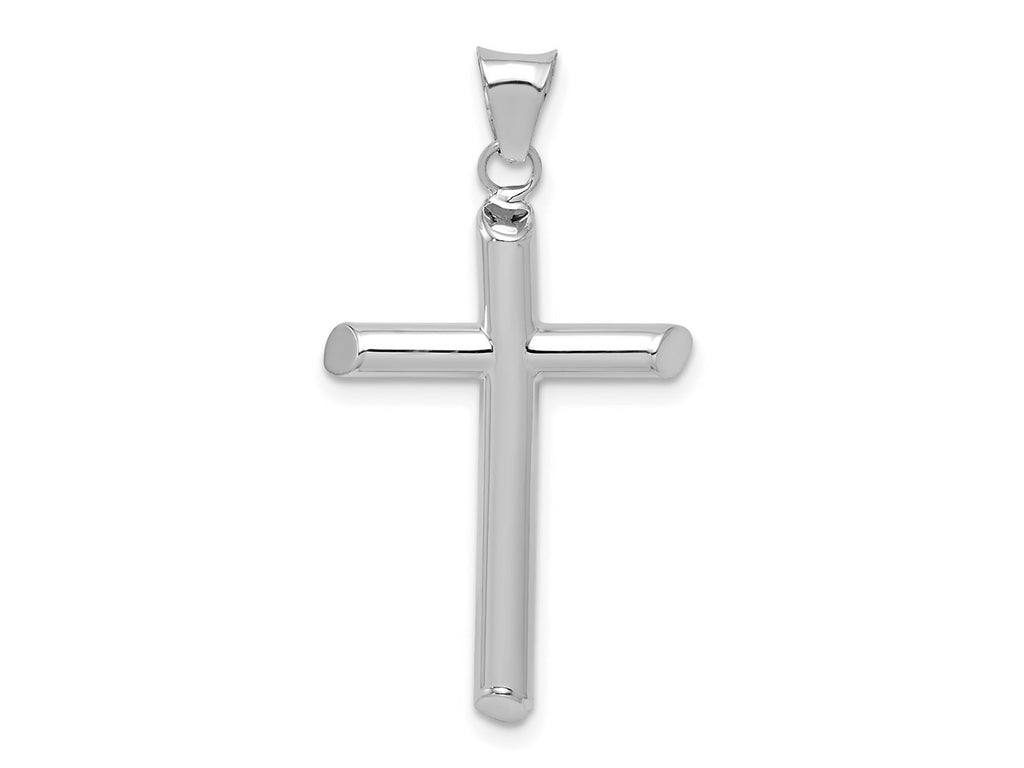 FJC Finejewelers 14 kt White Gold Themed Polished Tube Cross Charm 32.3 mm x 17.17 mm
