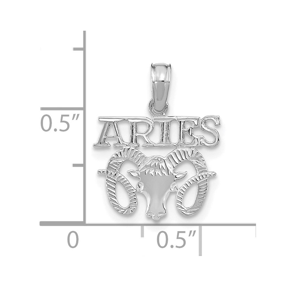 FJC Finejewelers 14 kt White Gold WG ARIES Zodiac Charm 17 x 13 mm