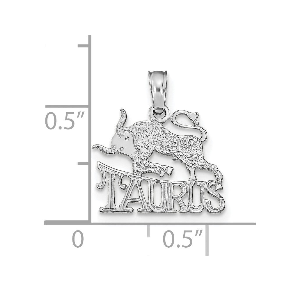 FJC Finejewelers 14 kt White Gold WG TAURUS Zodiac Charm 15 x 13 mm