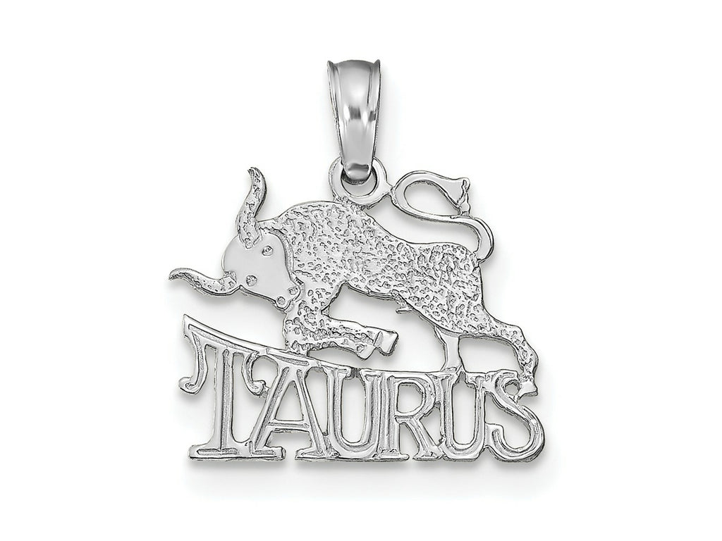 FJC Finejewelers 14 kt White Gold WG TAURUS Zodiac Charm 15 x 13 mm