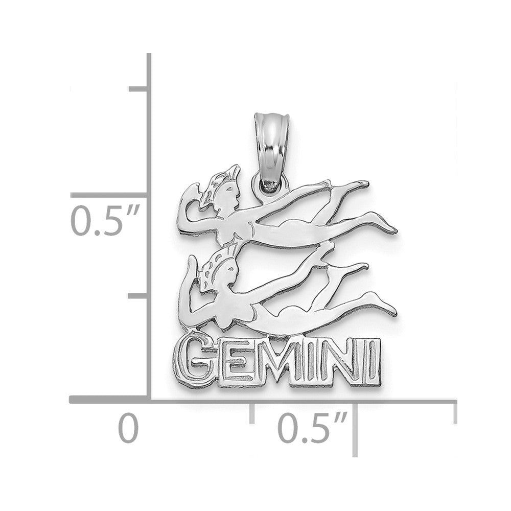 FJC Finejewelers 14 kt White Gold WG GEMINI Zodiac Charm 18 x 13 mm