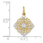 FJC Finejewelers 14 kt Yellow Gold Fancy with Rhodium and Bright Cut Filigree Medallion Charm