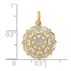 FJC Finejewelers 14 kt Yellow Gold Fancy with Rhodium and Bright Cut Filigree Heart Round Charm