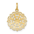 FJC Finejewelers 14 kt Yellow Gold Fancy with Rhodium and Bright Cut Filigree Heart Round Charm