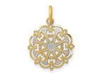 FJC Finejewelers 14 kt Yellow Gold Fancy with Rhodium and Bright Cut Filigree Heart Round Charm