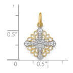 FJC Finejewelers 14 kt Yellow Gold Fancy with Rhodium and Bright Cut Filigree Medallion Charm