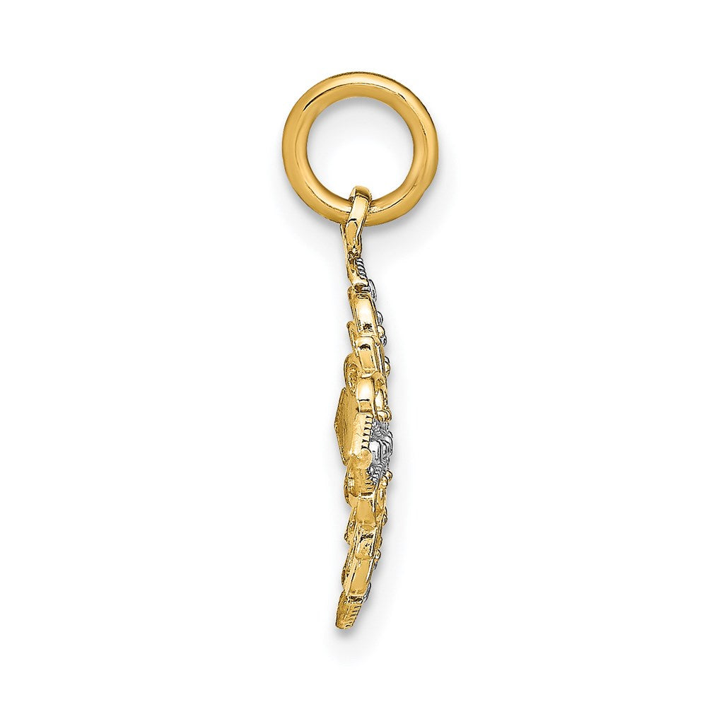 FJC Finejewelers 14 kt Yellow Gold Fancy with Rhodium and Bright Cut Filigree Medallion Charm