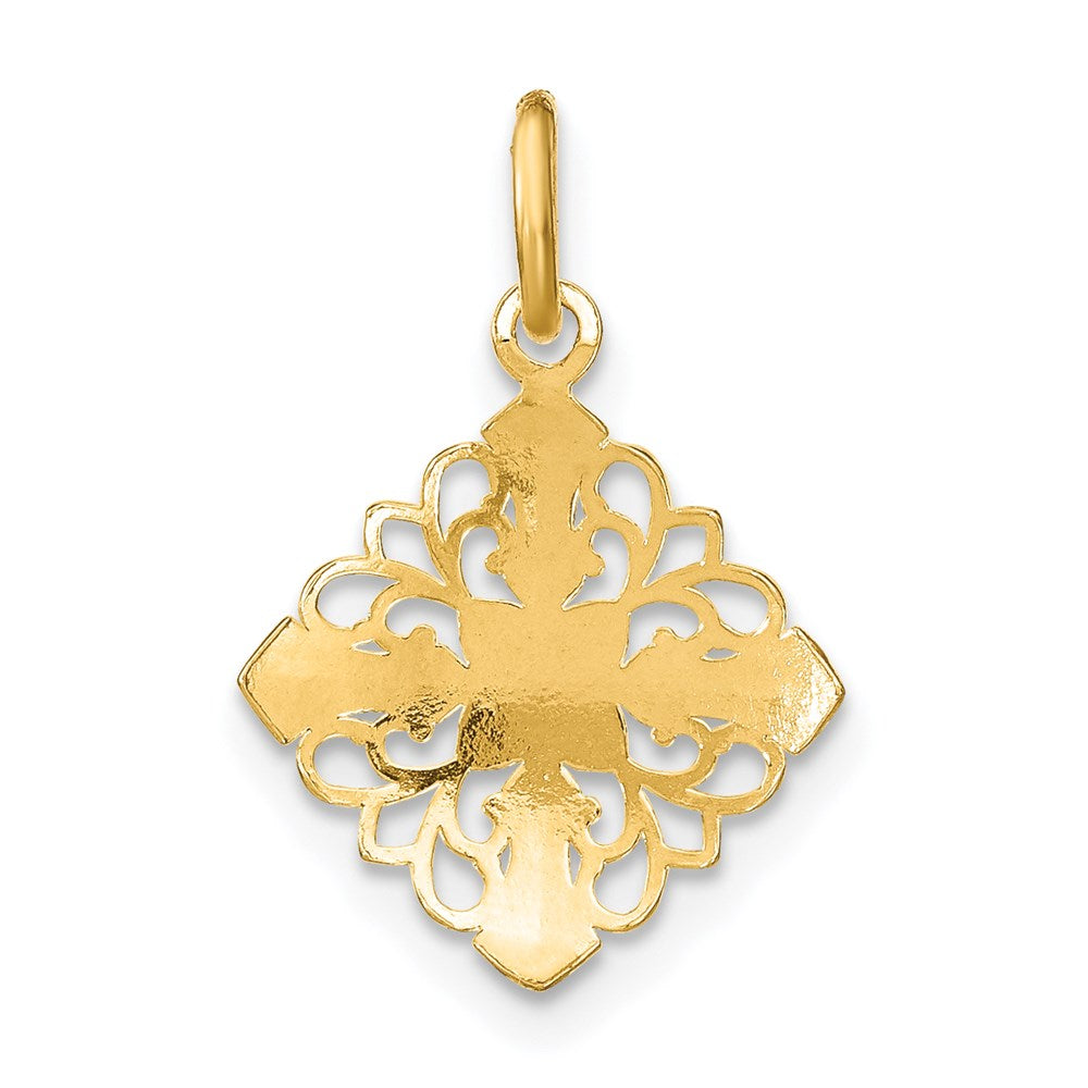 FJC Finejewelers 14 kt Yellow Gold Fancy with Rhodium and Bright Cut Filigree Medallion Charm