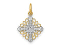 FJC Finejewelers 14 kt Yellow Gold Fancy with Rhodium and Bright Cut Filigree Medallion Charm